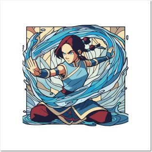 katara water tribe in battle position Posters and Art